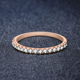 2mm Rose Gold 925 Sterling Silver Rings Women Cubic Zirconia Eternity Ring
