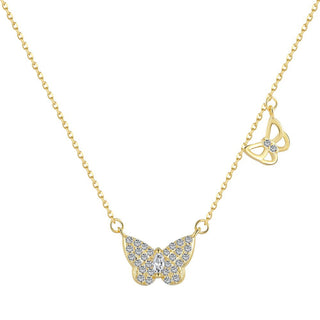Fashion Marquise Cut Cubic Zirconia Necklaces Delicate 925 Sterling Silver Butterfly Pendant Necklace for Women Jewelry Gift