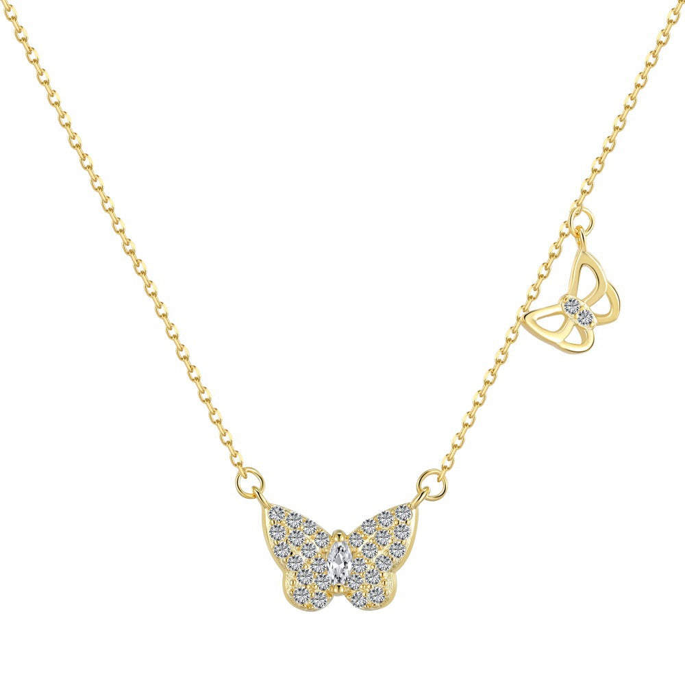 Fashion Marquise Cut Cubic Zirconia Necklaces Delicate 925 Sterling Silver Butterfly Pendant Necklace for Women Jewelry Gift