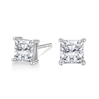 925 Sterling Silver Earrings Women 1ct-Princess Cut CZ Cubic Zirconia Stud Earrings Fashion Jewelry Anniversary Gift