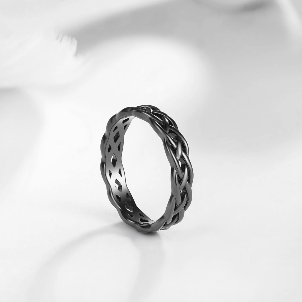925 Sterling Silver Ring Women Black Celtic Knot Wedding Bands
