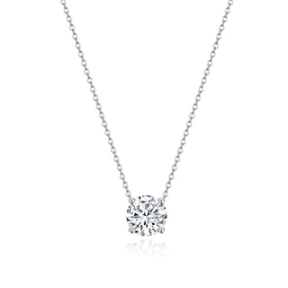 925 Sterling Silver Necklaces for Women Solitaire 1.5 Carat CZ Round Cut Pendant
