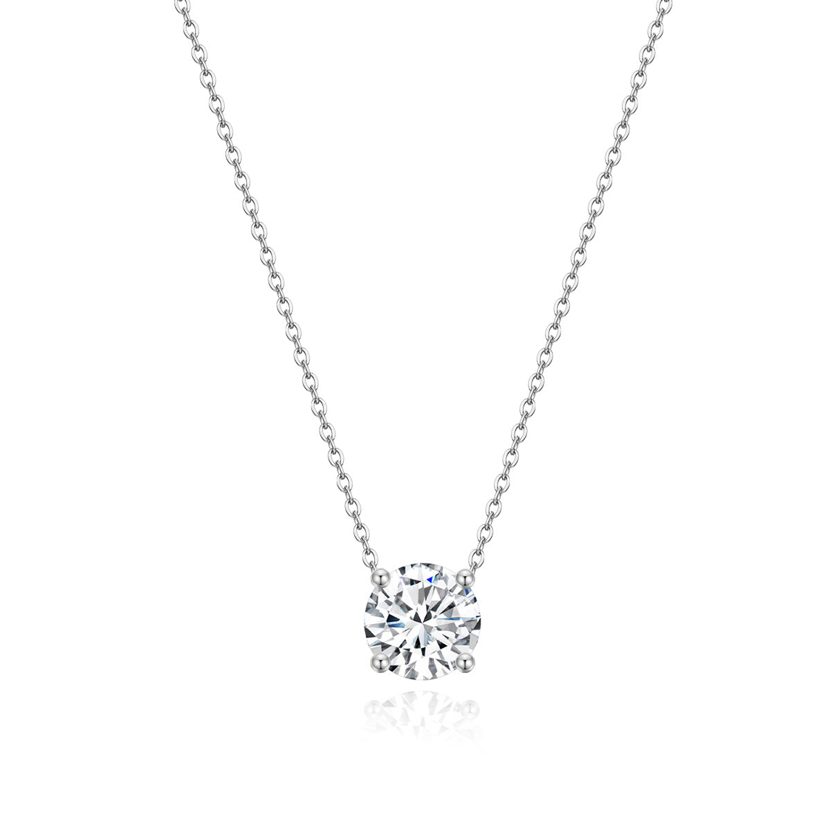925 Sterling Silver Necklaces for Women Solitaire 1.5 Carat CZ Round Cut Pendant