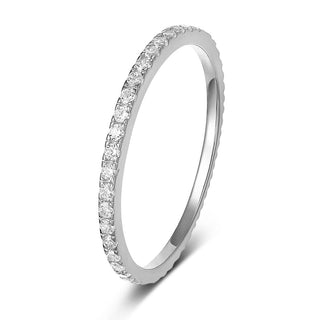 Trendy 2mm 925 Sterling Silver Ring Women Cubic Zirconia Stackable Eternity Ring