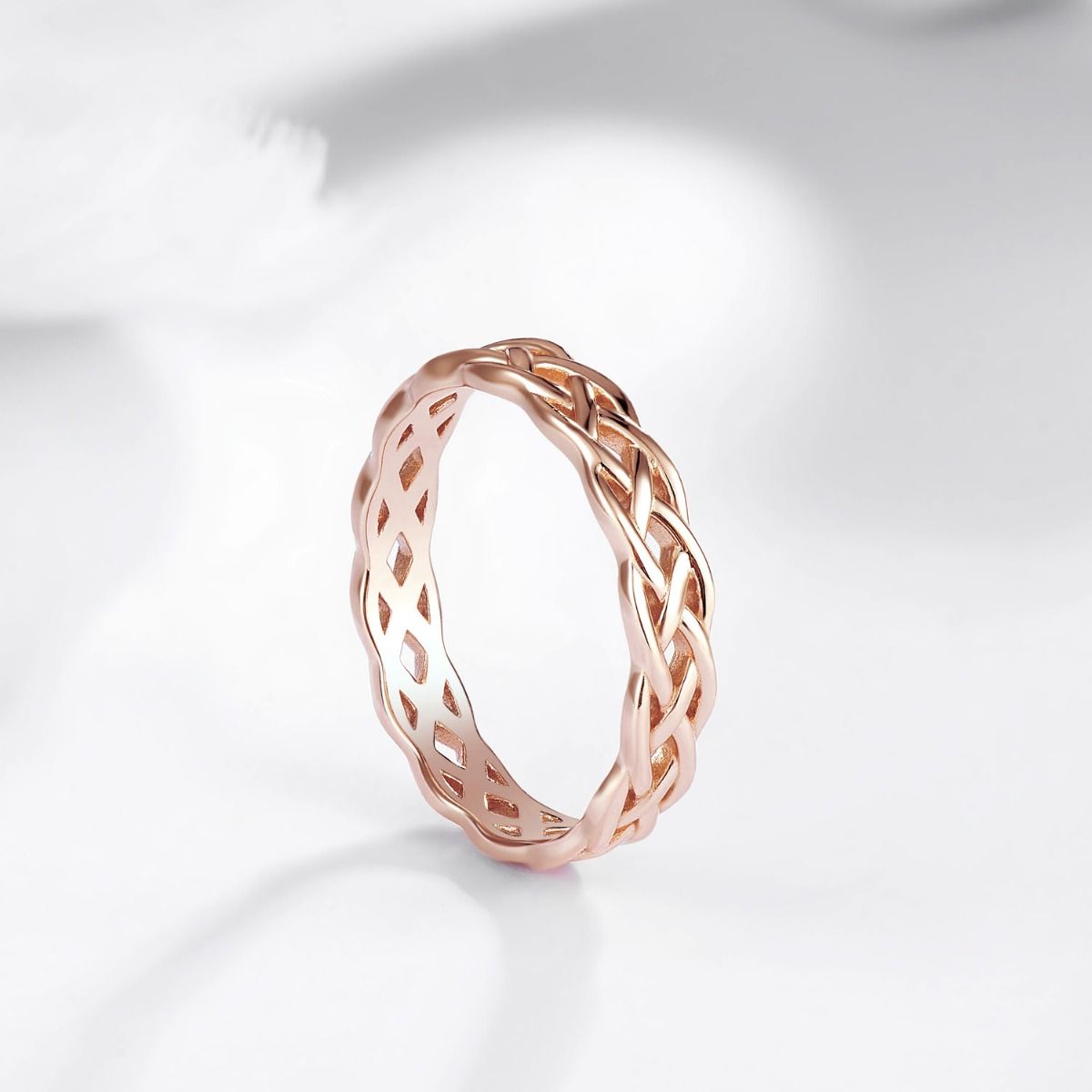 925 Sterling Silver Ring Women Rose Gold Celtic Knot Wedding Bands