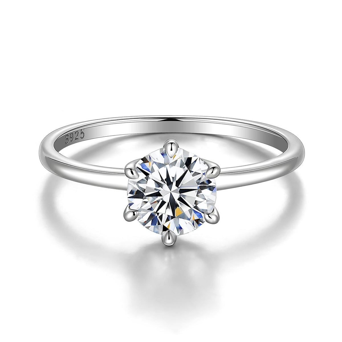 Real 1ct Round Cut Moissanite S925 Sterling Silver Engagement Rings For Women With Certificate
