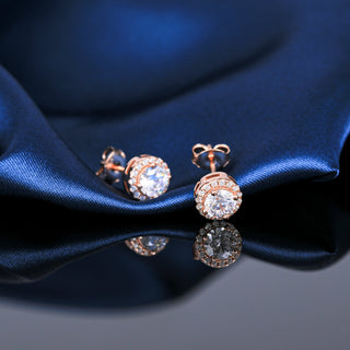 Fashion Jewelry Rose Gold Plated 925 Sterling Silver 0.5CT Round Cut Cubic Zirconia Stud Earrings for Unisex