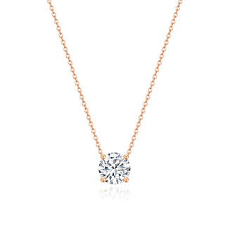 925 Sterling Silver Rose Gold Plated Round Cut 1.5 Carat Cubic Zirconia Pendant Necklace