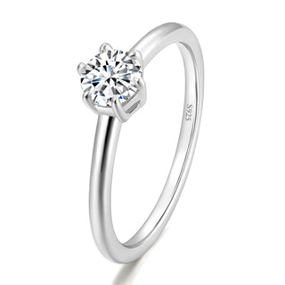 Fashion Minimalist Jewelry 0.5ct Round Cut Moissanite Stone Sterling Silver Ring for Women