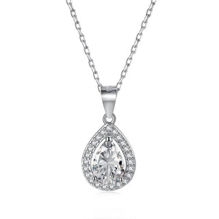 New Trend Teardrop Shape 925 Sterling Silver Necklace Vintage Pear Cut Cubic Zirconia Pendant Necklace for Women Fashion Jewelry