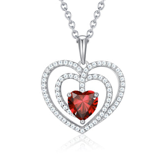 925 Sterling Silver Large Solid 5A Cubic Zirconia Interlocking Heart Shaped Pendant Necklace for Women Jewelry Gift