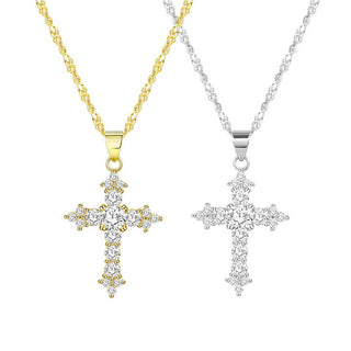 Fashion Jewelry Hypoallergenic Tarnish Free 5A Cubic Zirconia 925 Sterling Silver Cross Pendant Necklace for Party Gifts