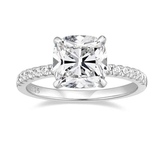 3.5Ct 925 Sterling Silver Rings Cushion Cut Cubic Zirconia CZ Women Engagement Rings