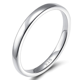 2mm High Polished Women 925 Sterling Silver Rings Wedding Bands