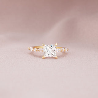 2ct 925 Sterling Silver Ring 14k Plated Gold Women Princess Cut CZ Engagement Bands