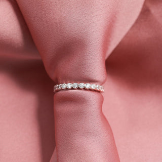 925 Sterling Silver Ring Round Cubic Zirconia Women Stackable Eternity Ring