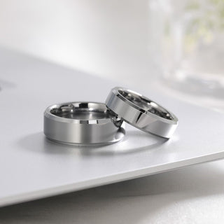 8mm Silver Color Tungsten Carbide Ring Men Women High Polished Wedding Bands