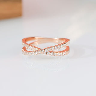 925 Sterling Silver X Cross Ring Cubic Zirconia CZ Rose Gold Women Wedding Bands