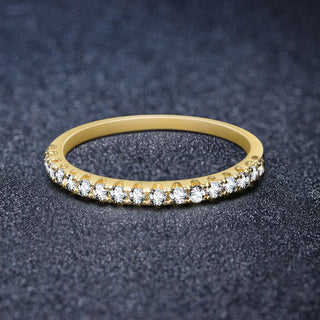 2mm 14K Gold Plated 925 Sterling Silver Rings Women Cubic Zirconia Eternity Ring