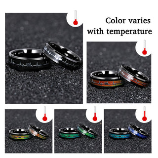8mm EKG Heartbeat Black Tungsten Ring Men Women Color Changing Latest Design Tungsten Ring For Couple