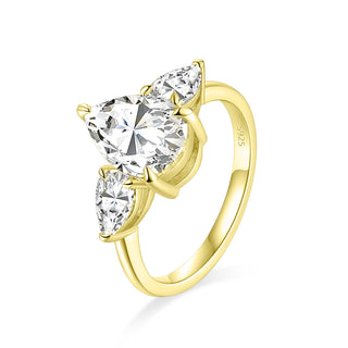 Fine Jewelry 2ct Pear Cut Sparkling Cubic Zircon S925 Sterling Silver Rings for Women Engagement Anniversary Gift