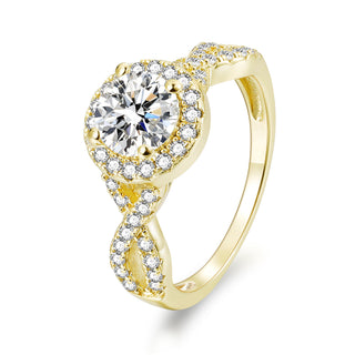 Fine Jewelry 1ct Round Cut Zircon S925 Sterling Silver Ring for Women Wedding Engagement Party Gifts