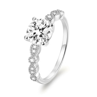 1.2CT Round Cut Zircon S925 Sterling Silver Ring Romantic Engagement Anniversary Wedding Fine Jewelry for Women