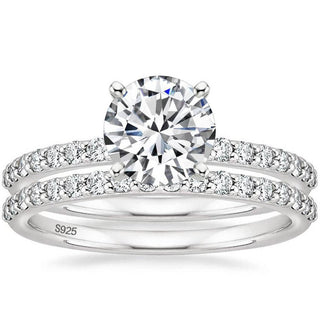 1.25CT 925 Sterling Silver Bridal Ring Sets Round CZ Women Promise Wedding Bands
