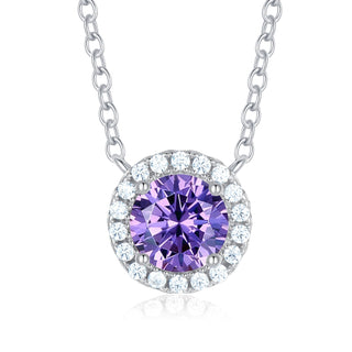 5A+ Sparking Round Shaped Cubic Zirconia 925 Sterling Silver Pendants with Adjustble Chain for Women