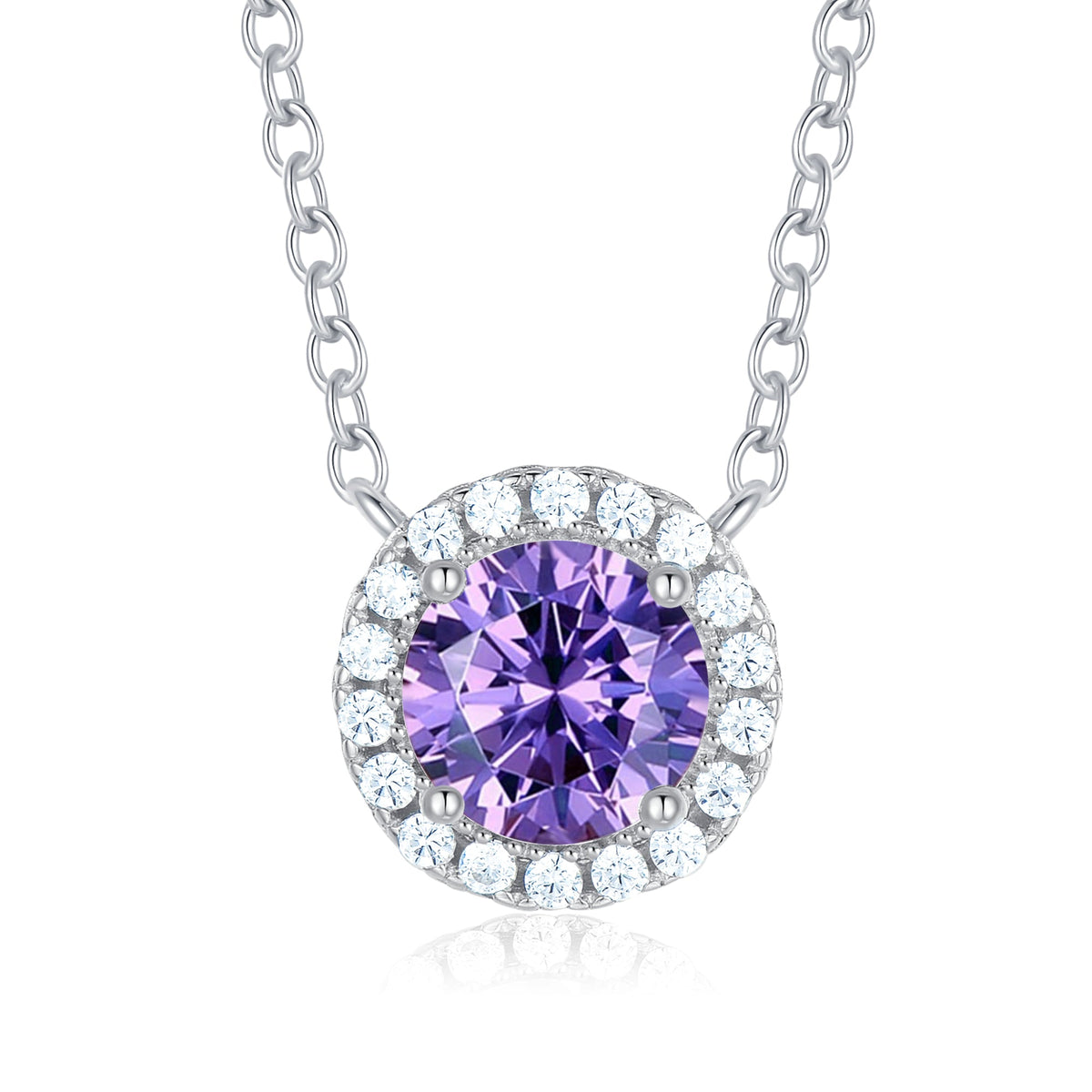 5A+ Sparking Round Shaped Cubic Zirconia 925 Sterling Silver Pendants with Adjustble Chain for Women
