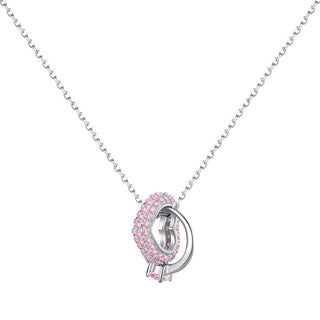925 Sterling Silver Necklace Cubic Zirconia Interlocking Circle Love Heart Pendant Necklace Women Jewelry Valentine's Day