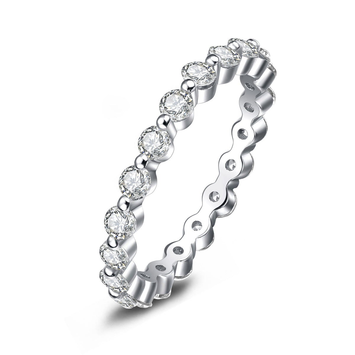 925 Sterling Silver Rings Stackable Rings Full VVS1 Moissanite Wedding Band for Women