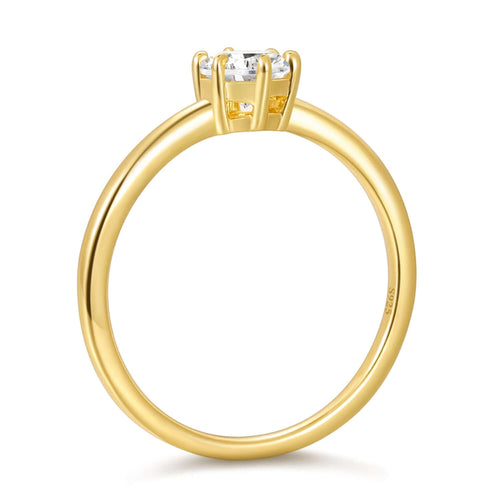 0.5ct Moissanite Stone Round Cut 14K Gold Plated Sterling Silver Ring for Wedding Engagement