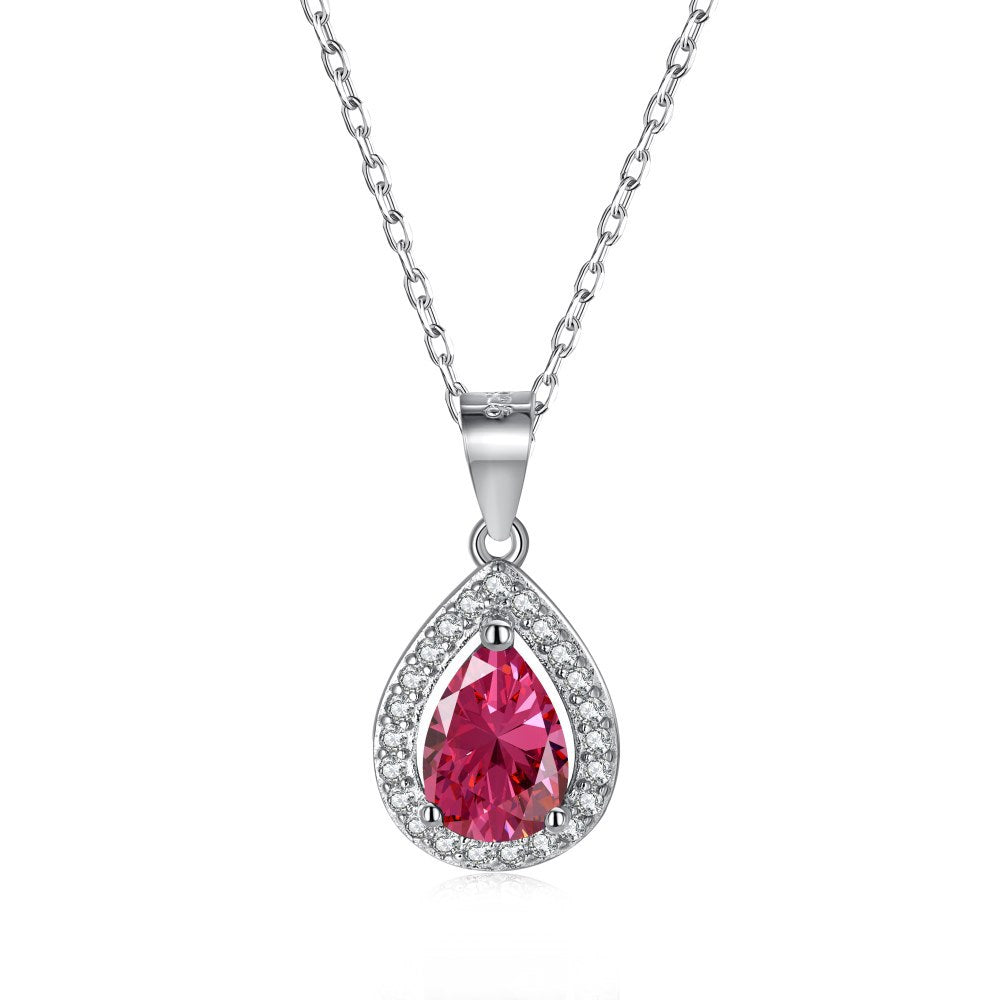 New Trend Teardrop Shape 925 Sterling Silver Necklace Vintage Pear Cut Cubic Zirconia Pendant Necklace for Women Fashion Jewelry