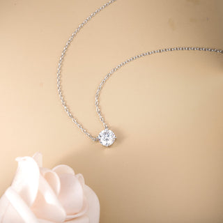 925 Sterling Silver Necklaces for Women Solitaire 1.5 Carat CZ Round Cut Pendant