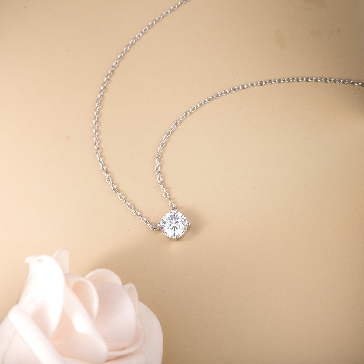 925 Sterling Silver Necklaces for Women Solitaire 1.5 Carat CZ Round Cut Pendant