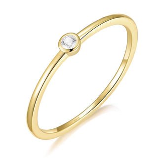 Thin 925 Sterling Silver Ring 14K Gold Plated CZ Stackable Women Wedding Bands