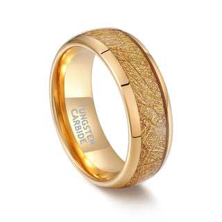 Men's 8mm Gold Plated Tungsten Carbide Ring Classic Style Fashion Jewelry for Engagement Anniversary Wedding Gift