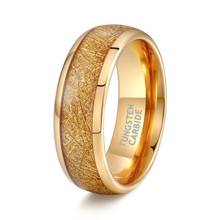 Men's 8mm Gold Plated Tungsten Carbide Ring Classic Style Fashion Jewelry for Engagement Anniversary Wedding Gift