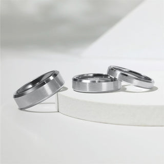 8mm Brushed Tungsten Rings Silver Men Tungsten Carbide Ring Wedding Rings