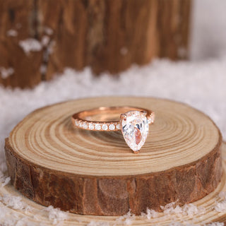 Rose Gold 2Ct 925 Sterling Silver Rings Pear Cut Cubic Zirconia CZ Teardrop Women Engagement Bands