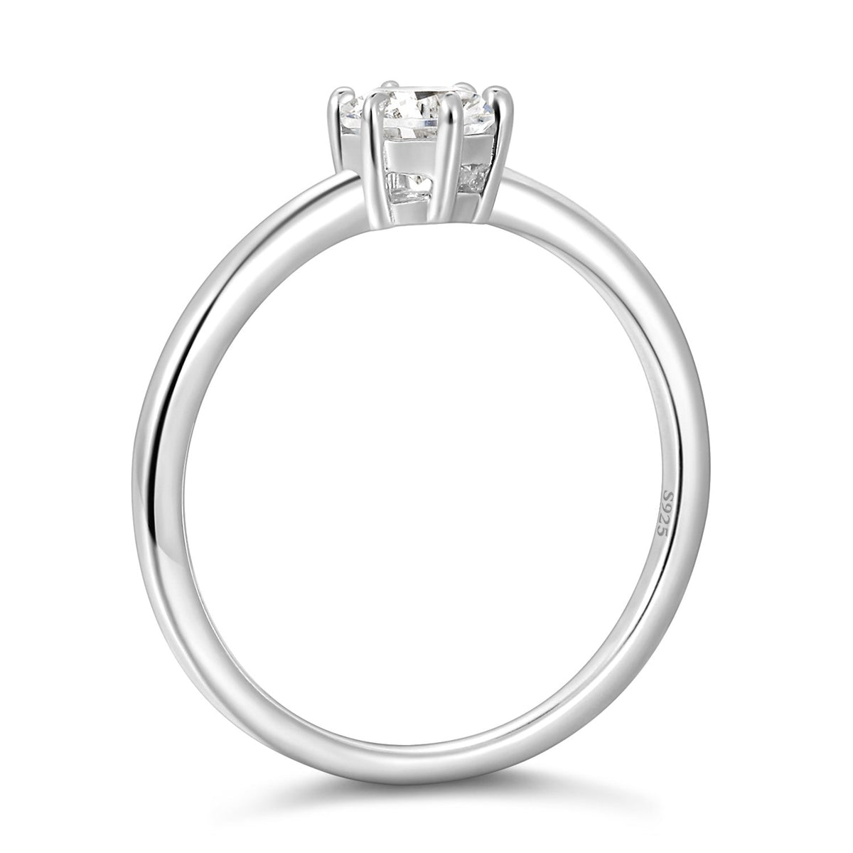 Fashion Minimalist Jewelry 0.5ct Round Cut Moissanite Stone Sterling Silver Ring for Women