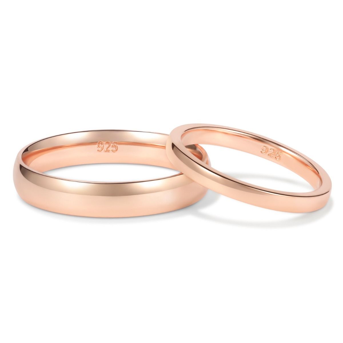 4mm 925 Sterling Silver Rings Women Rose Gold Ring Wedding Bands