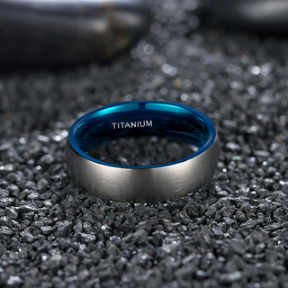 8mm Brushed Simple Silver Blue Color Titanium Ring Men Women Wedding Engagement Band Fashion Jewelry Anniversary Gifts