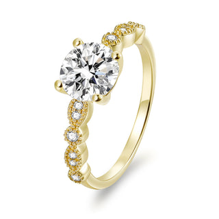 1.2CT Round Cut Zircon S925 Sterling Silver Ring Romantic Engagement Anniversary Wedding Fine Jewelry for Women
