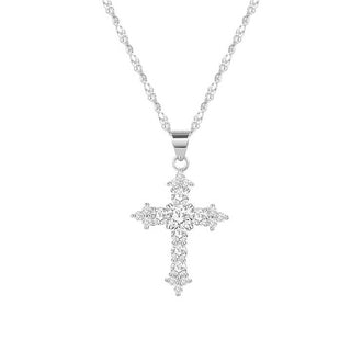 Fashion Jewelry Hypoallergenic Tarnish Free 5A Cubic Zirconia 925 Sterling Silver Cross Pendant Necklace for Party Gifts