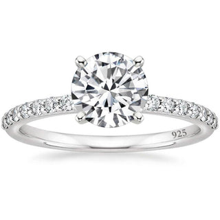 925 Sterling Silver Ring Women 1.25 CT Round Solitaire Cubic Zirconia Engagement Ring