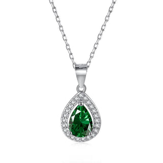 New Trend Teardrop Shape 925 Sterling Silver Necklace Vintage Pear Cut Cubic Zirconia Pendant Necklace for Women Fashion Jewelry