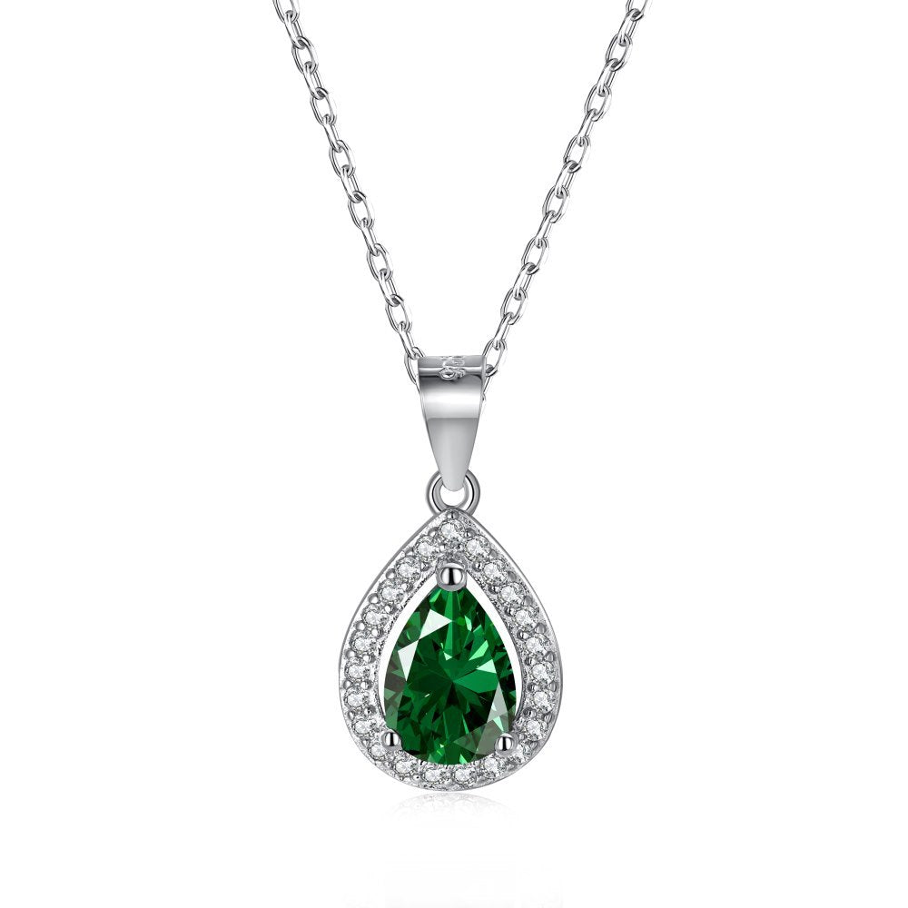 New Trend Teardrop Shape 925 Sterling Silver Necklace Vintage Pear Cut Cubic Zirconia Pendant Necklace for Women Fashion Jewelry