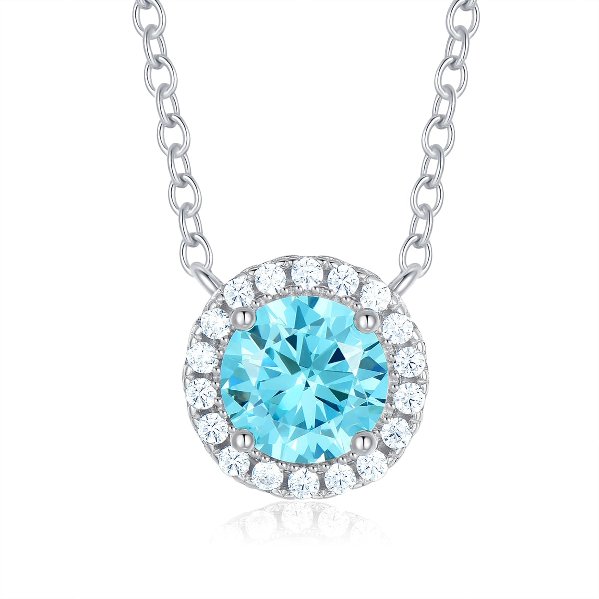 5A+ Sparking Round Shaped Cubic Zirconia 925 Sterling Silver Pendants with Adjustble Chain for Women